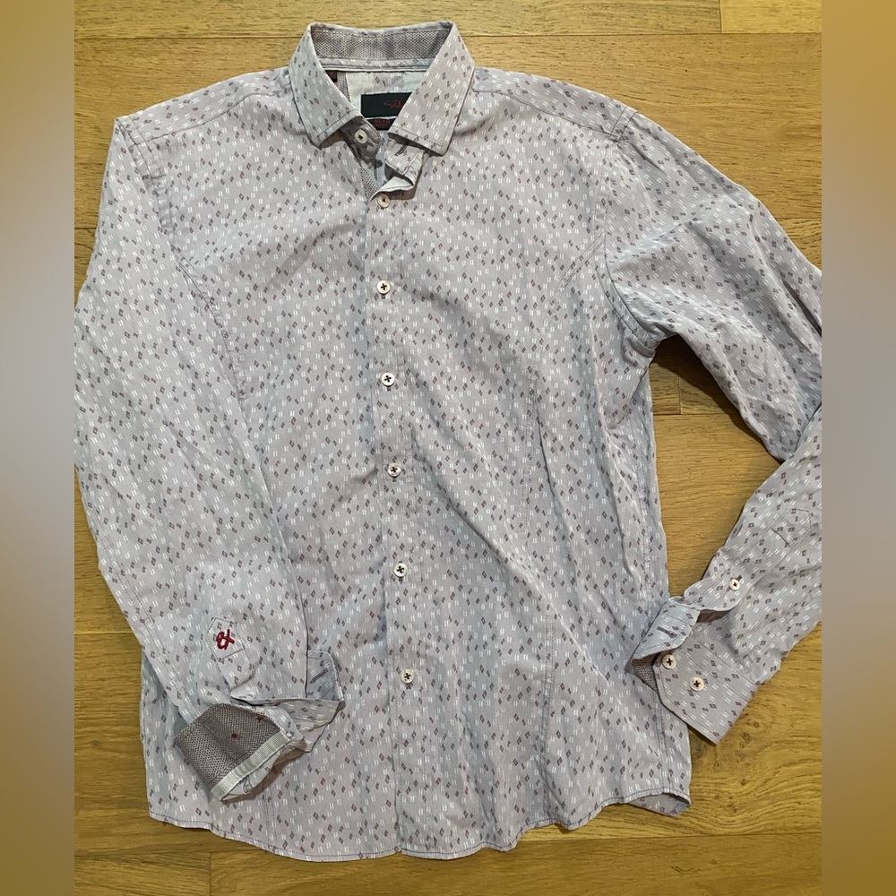 Eight X Premium Slim Fit Men's silver purple slightly shimmery Button Down M EUC